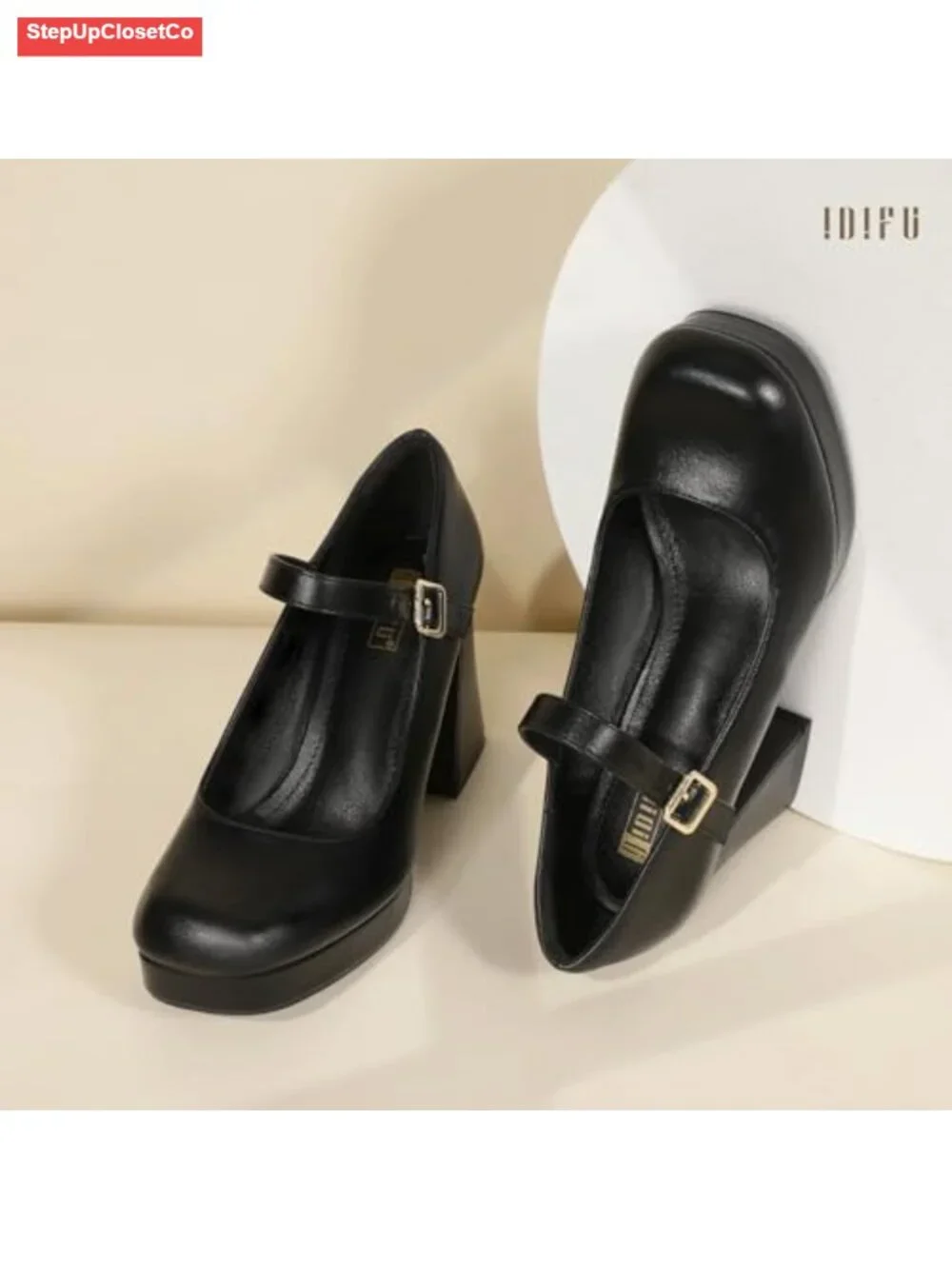 Platform Mary Jane Pumps - Chunky Heel Square Toe Dress Shoes